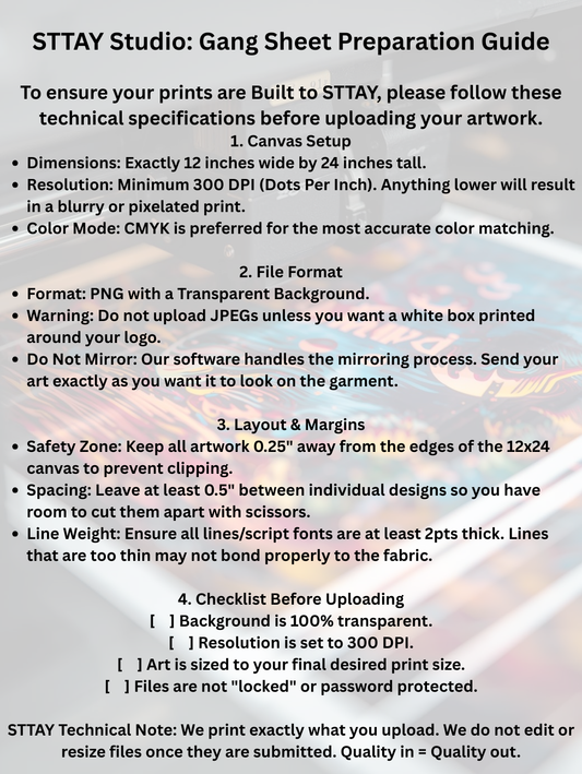STTAY Professional 13" x 24" DTF Gang Sheet